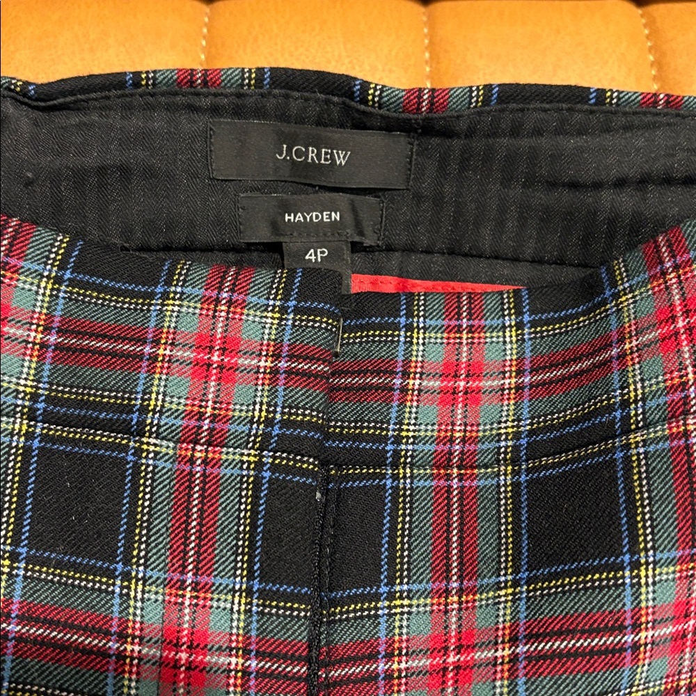 J. Crew Plaid Hayden cropped length wool pants - Red, Green, Black